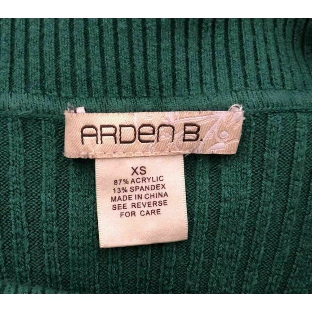 Arden B Womens Sweater Green Dress Cable Knit Cold Shoulder Cowl Neck Size XS - Picture 3 of 8